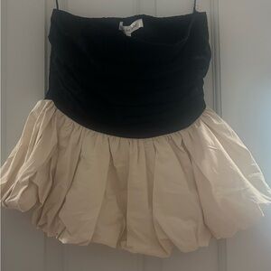Black and Cream Strapless Bubble Top